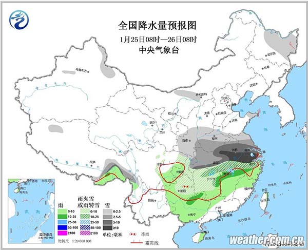 25日降水量预告图