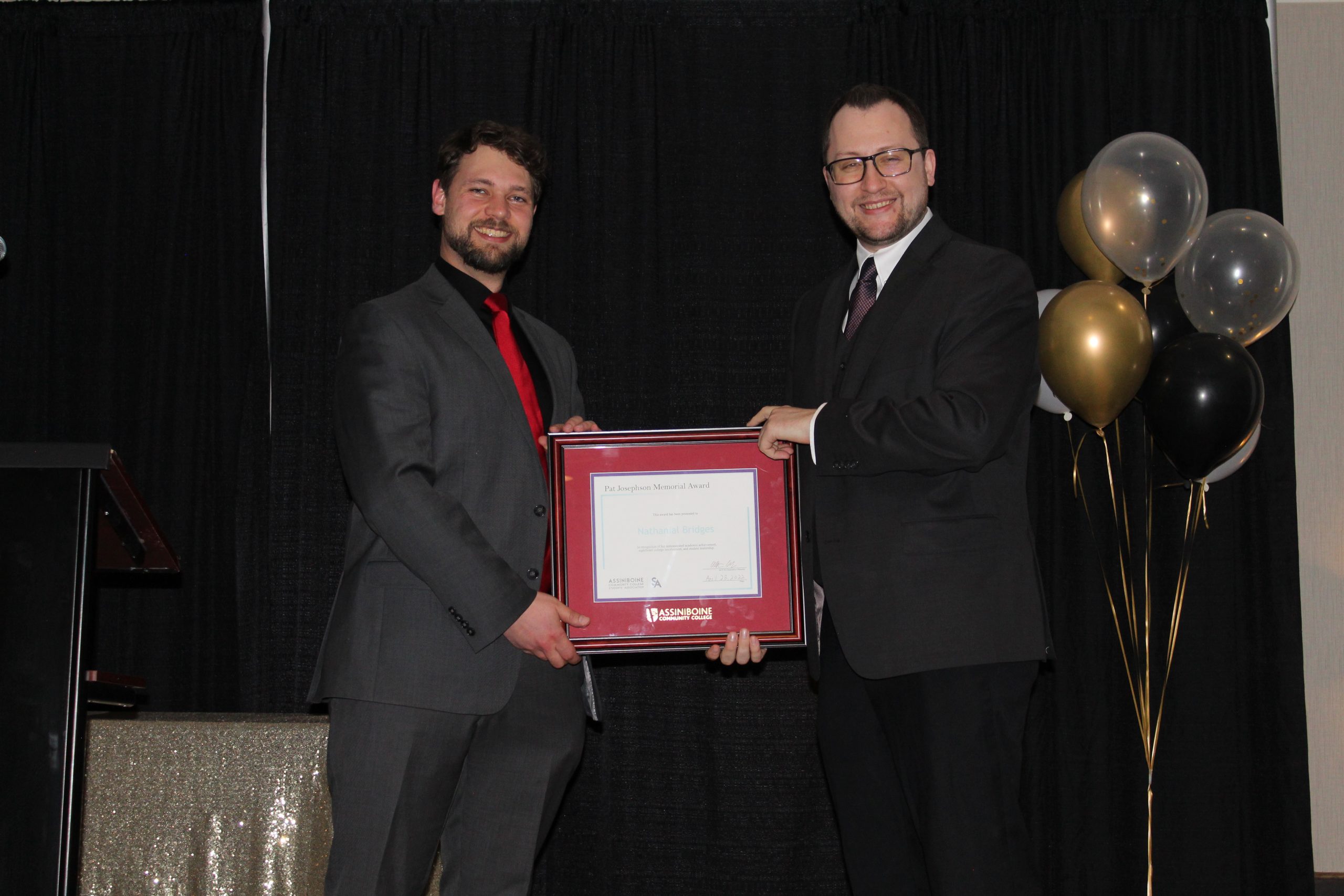 Nathanial Bridges receives the Pat Josephson Memorial Award, Presented by Matthew May, Executive Director ACCSA